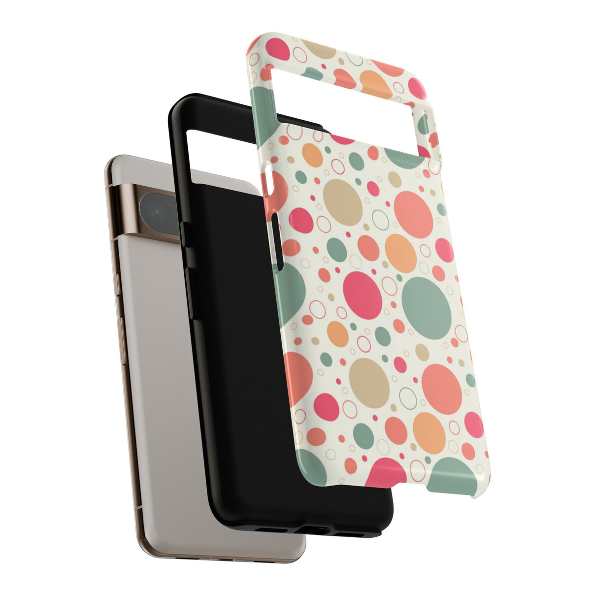 Google Pixel 8 Google Pixel 8 Pro Tough Cases Bubbles Coral Green Yellow Circles Round Colors