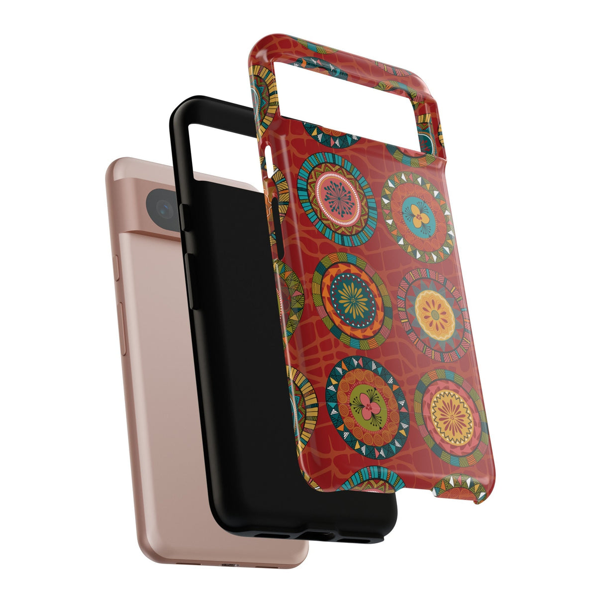Google Pixel 8 Google Pixel 8 Pro Tough Cases Blue Coral Green Yellow Circles Round Colors