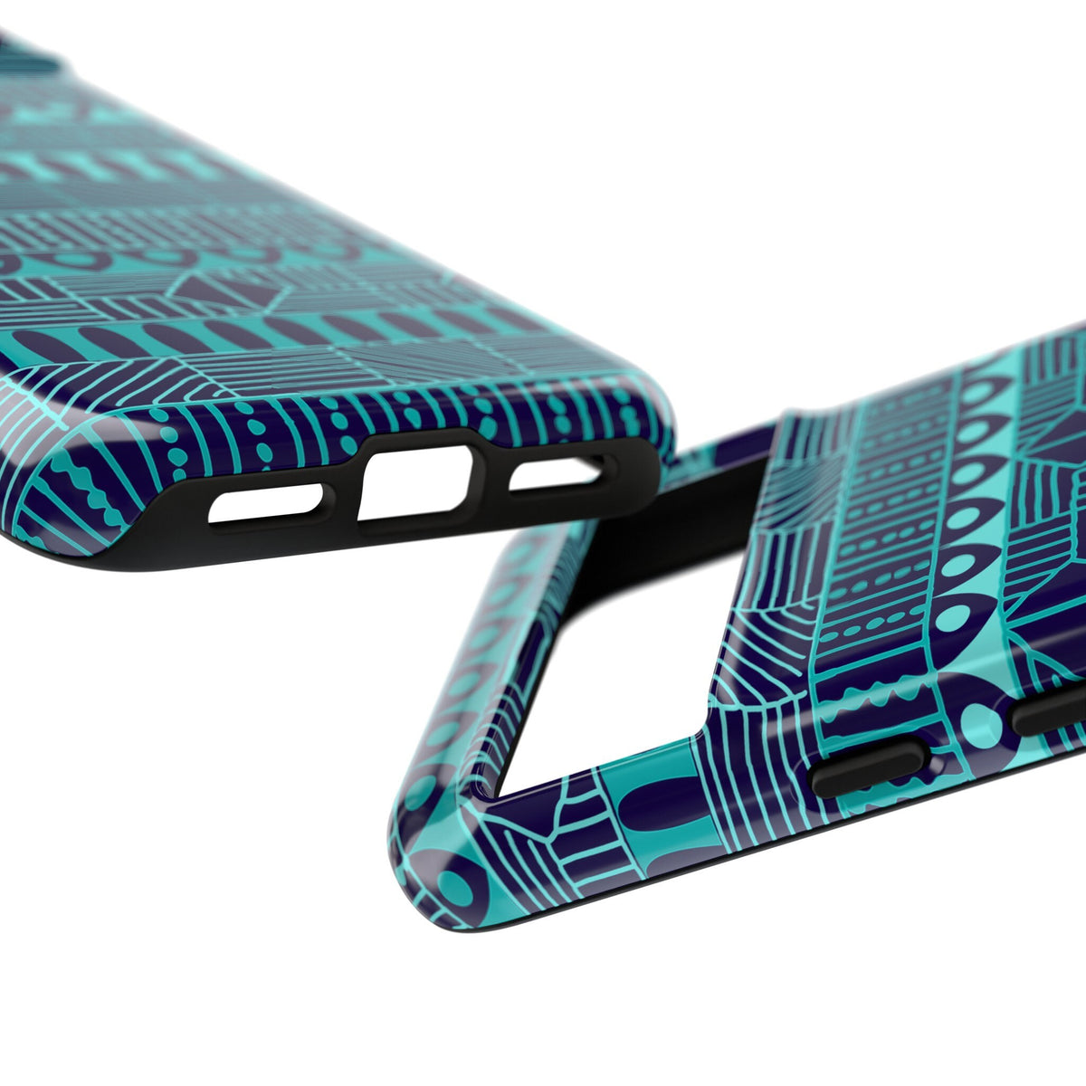 Google Pixel 8 Google Pixel 8 Pro Tough Cases Blue Navy Batik African Design Pattern Teal Light Blue