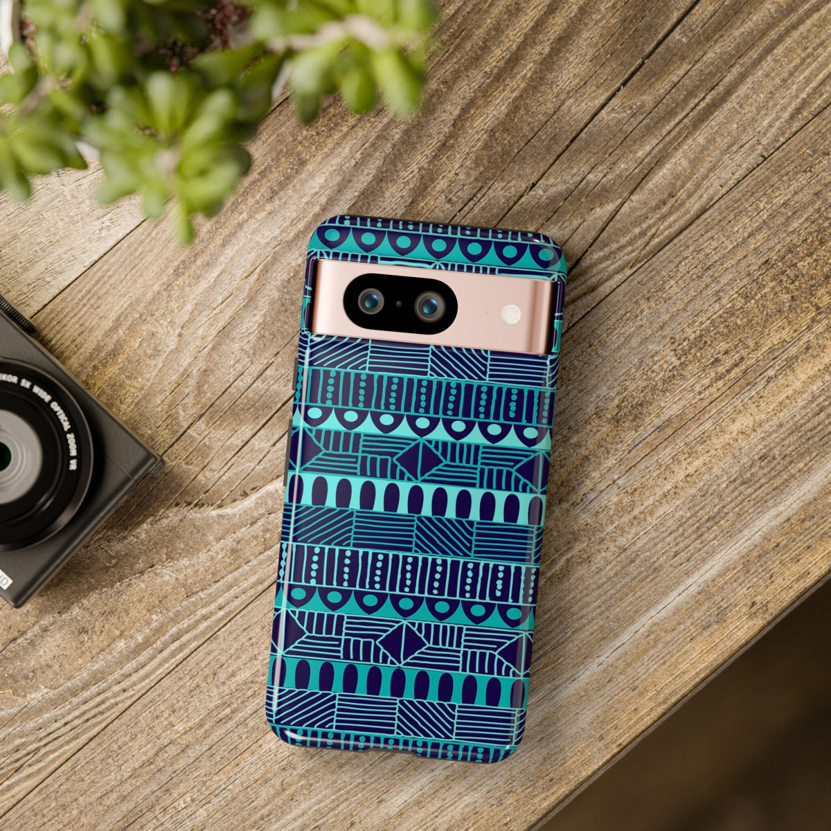 Google Pixel 8 Google Pixel 8 Pro Tough Cases Blue Navy Batik African Design Pattern Teal Light Blue