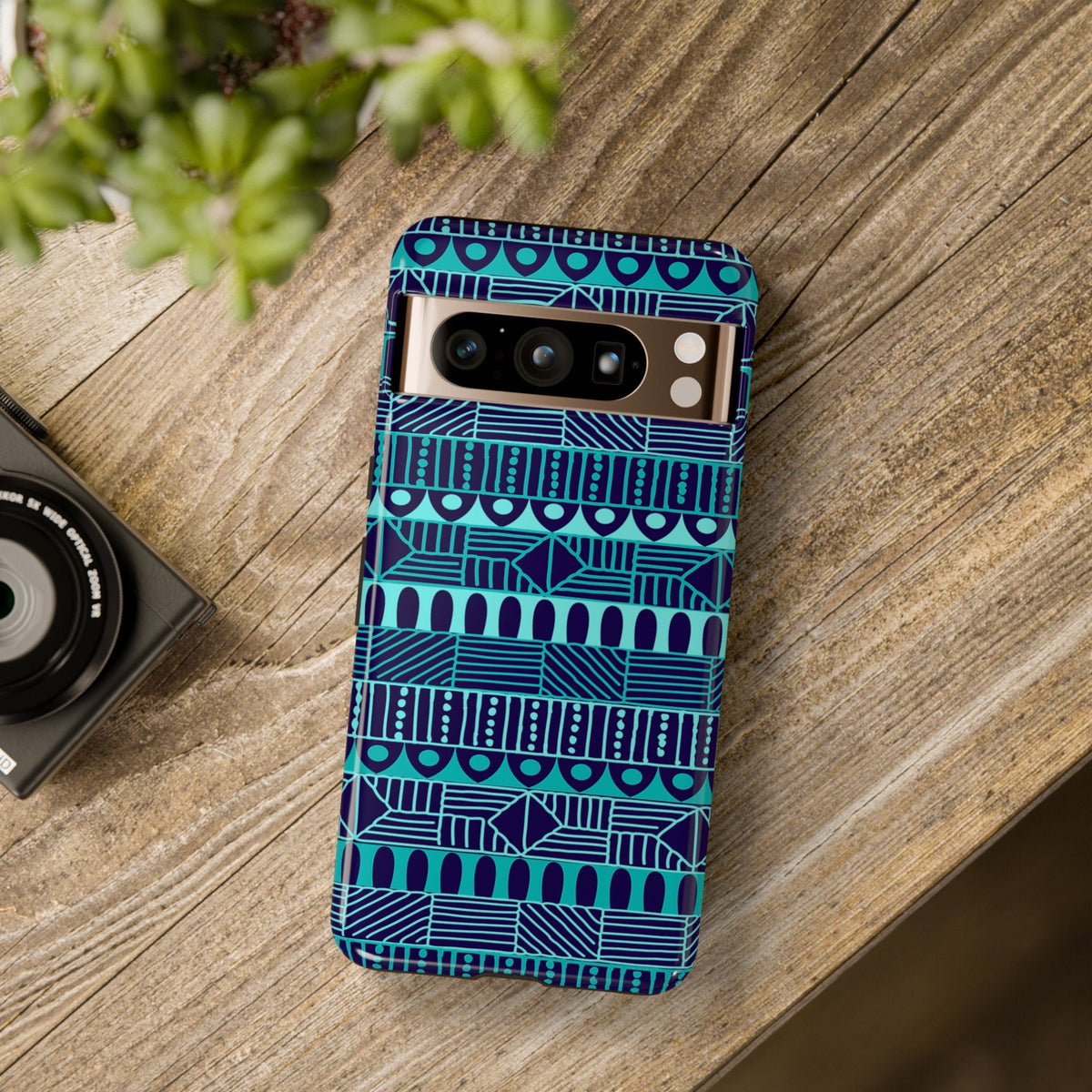 Google Pixel 8 Google Pixel 8 Pro Tough Cases Blue Navy Batik African Design Pattern Teal Light Blue