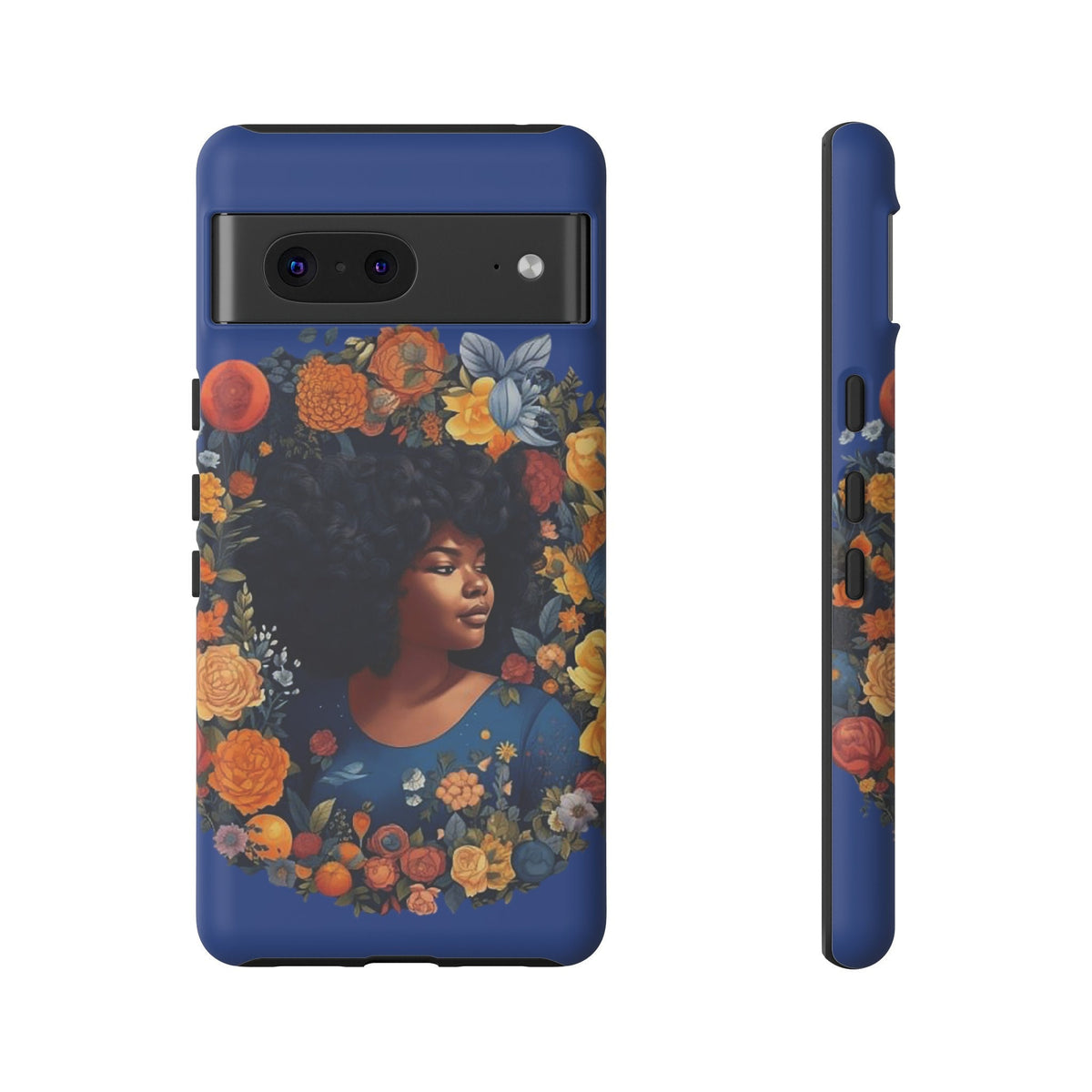 Google Pixel 7 Tough Cases African American Black Women in Flower Wreath Blue Green Orange