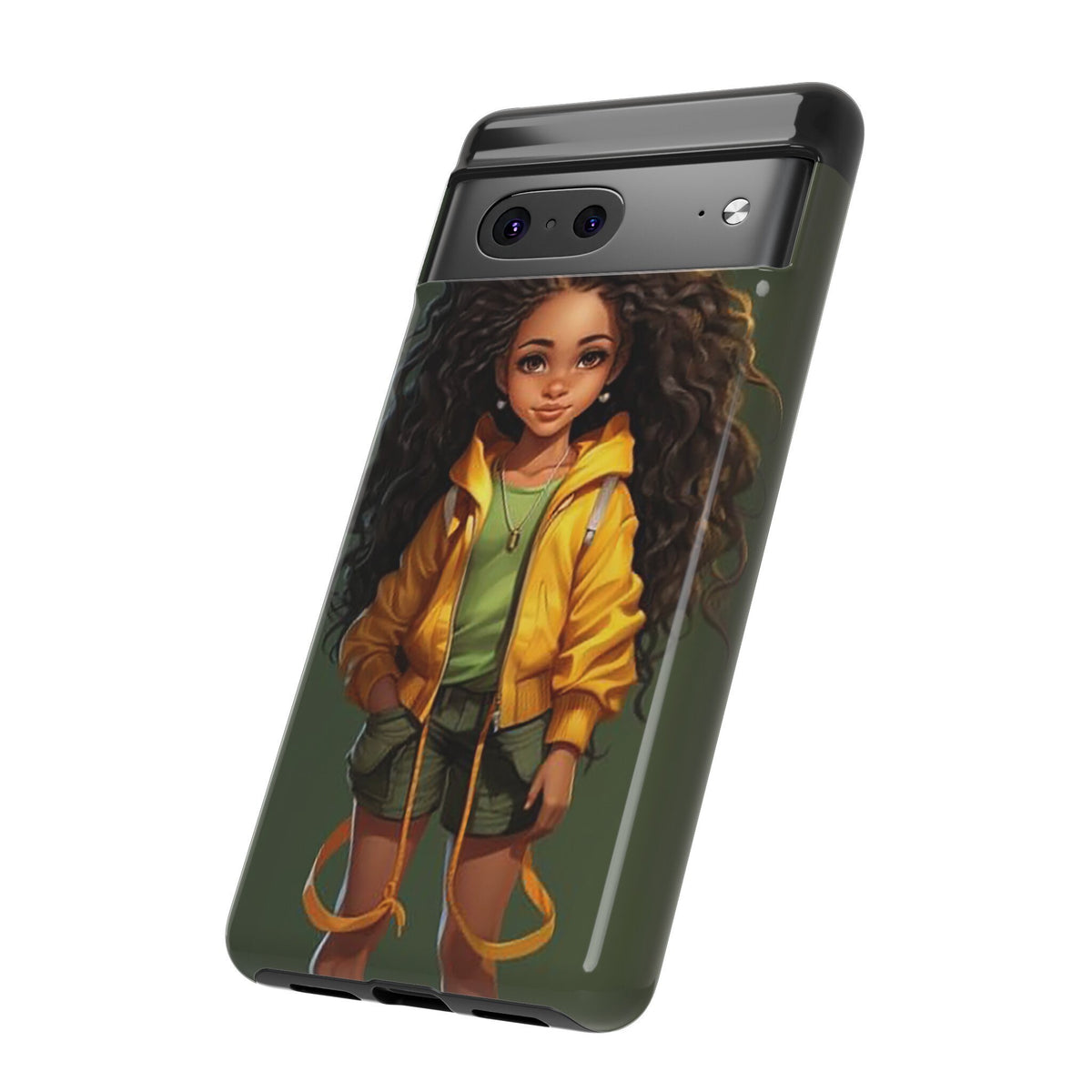 Google Pixel 7 Tough Case African American Young Woman Black in Yellow Hoodie Yellow Sweatshirt