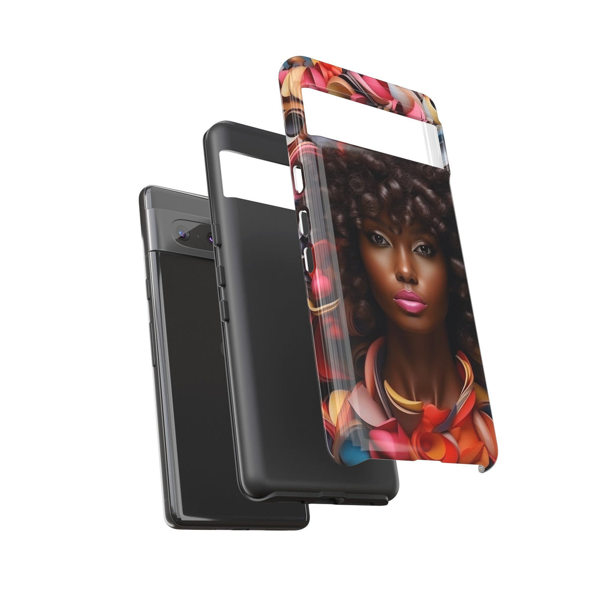 Google Pixel 7 Tough Cases African American Woman Black Women in Flowers Red Yellow Orange