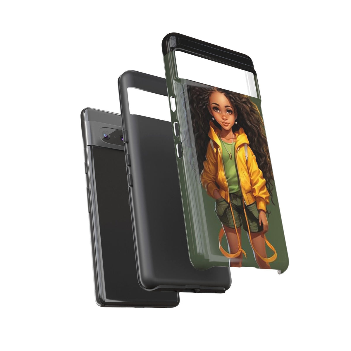 Google Pixel 7 Tough Case African American Young Woman Black in Yellow Hoodie Yellow Sweatshirt