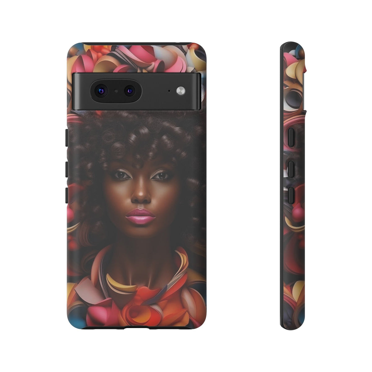 Google Pixel 7 Tough Cases African American Woman Black Women in Flowers Red Yellow Orange