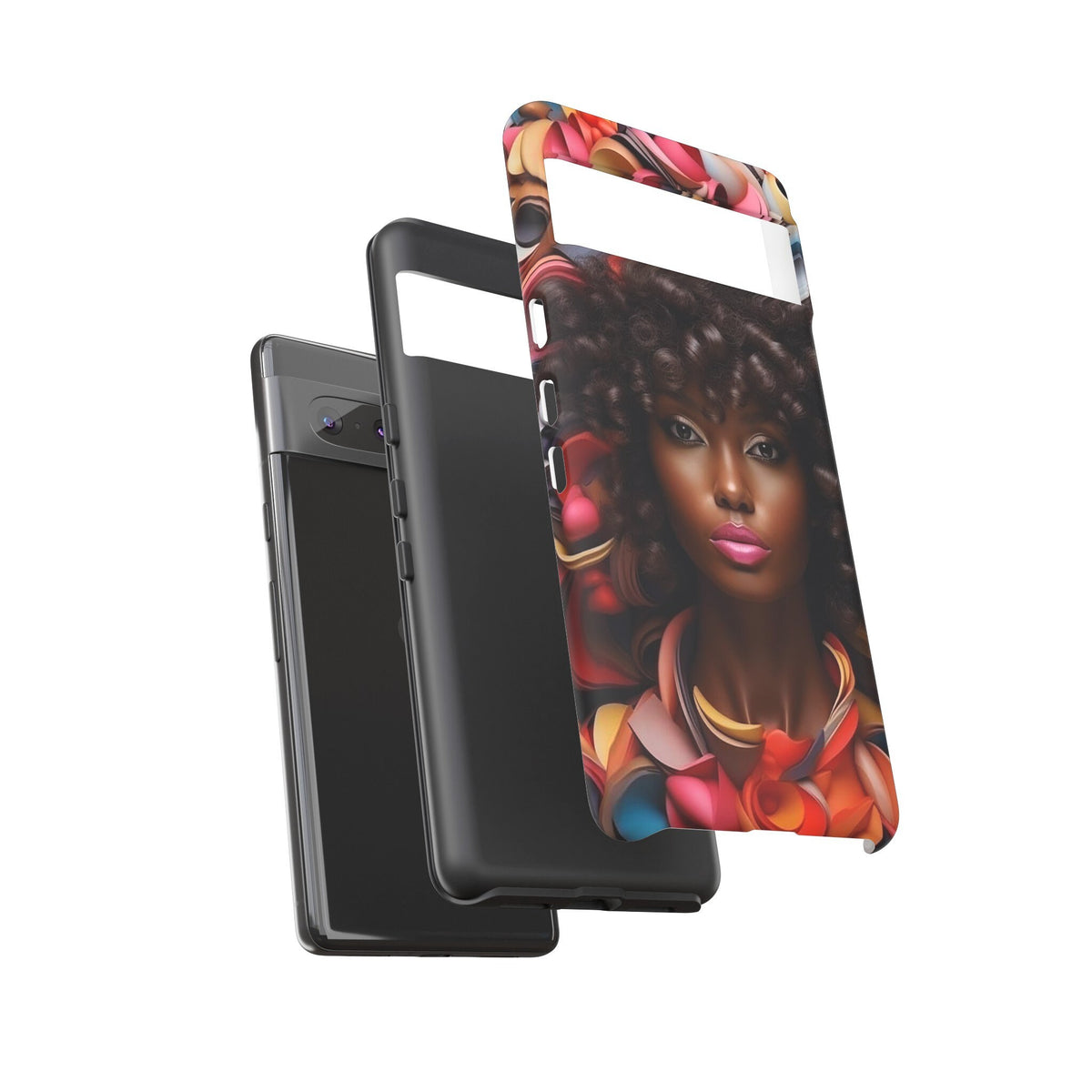 Google Pixel 7 Tough Cases African American Woman Black Women in Flowers Red Yellow Orange