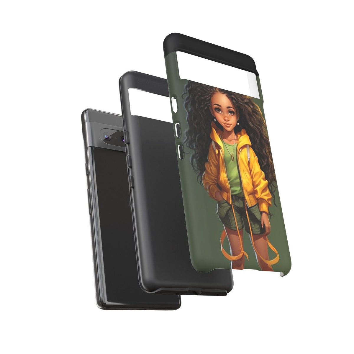 Google Pixel 7 Tough Case African American Young Woman Black in Yellow Hoodie Yellow Sweatshirt
