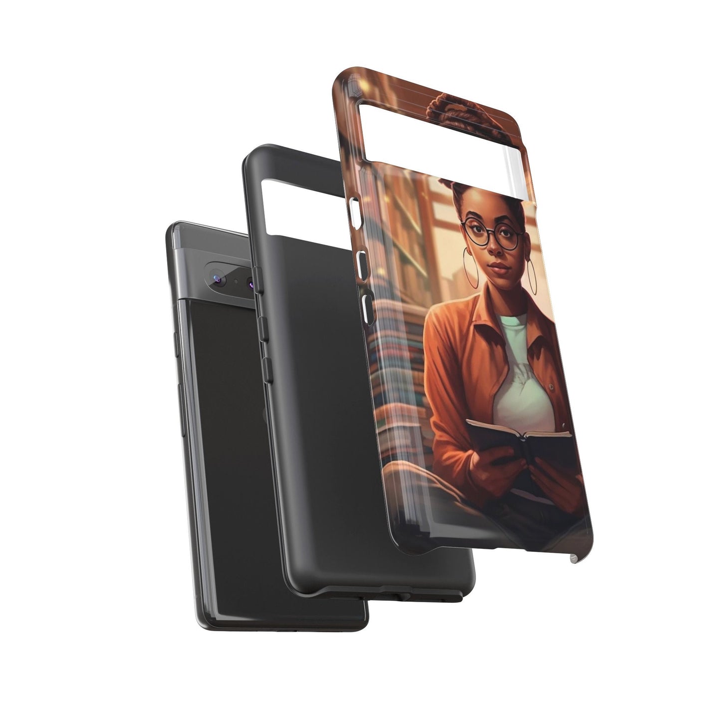 Google Pixel 7 Tough Cases African American Reader Woman Girl Book Dragon Power Reader