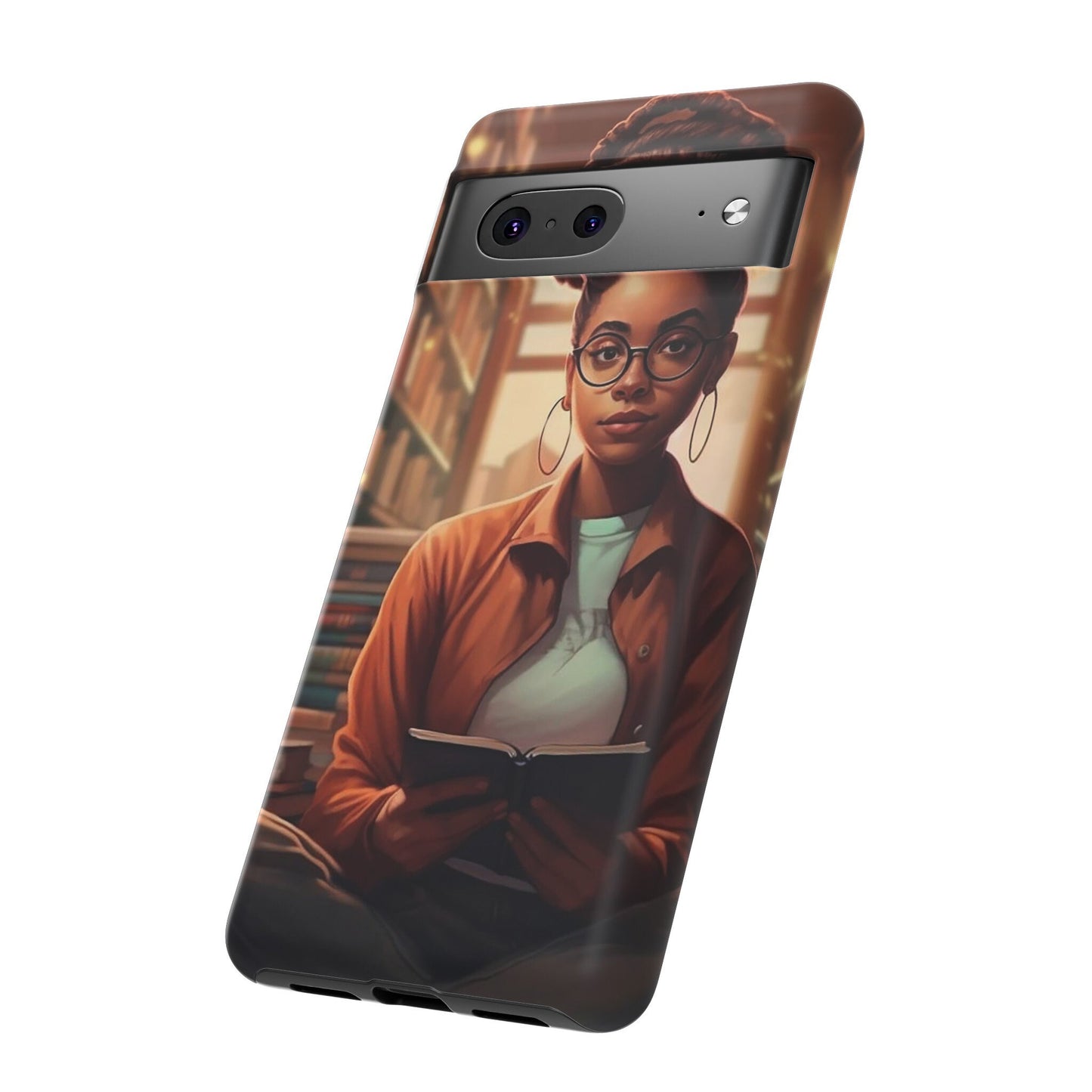 Google Pixel 7 Tough Cases African American Reader Woman Girl Book Dragon Power Reader