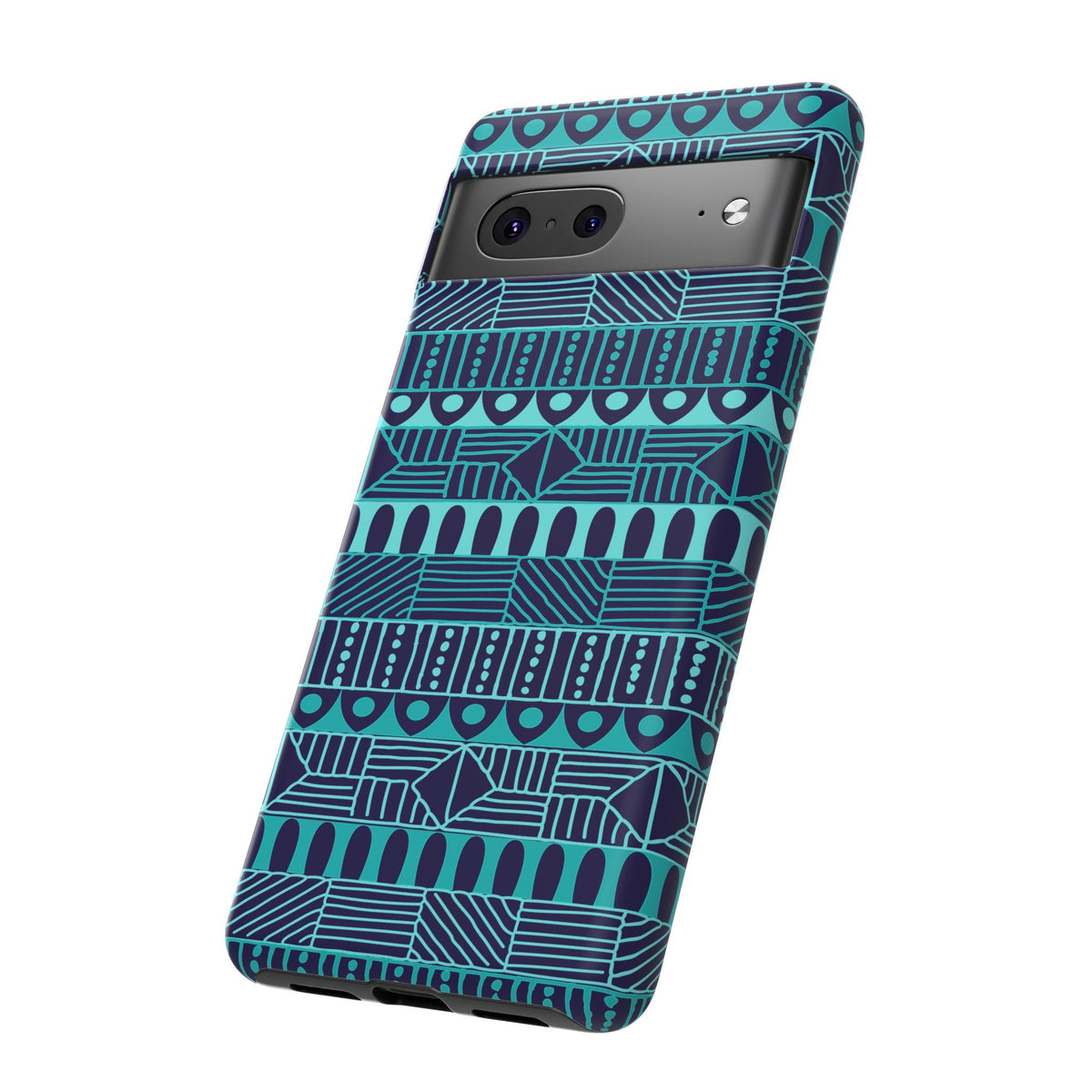Google Pixel 7 Tough Cases Blue Navy Batik African Design Pattern Teal Light Blue