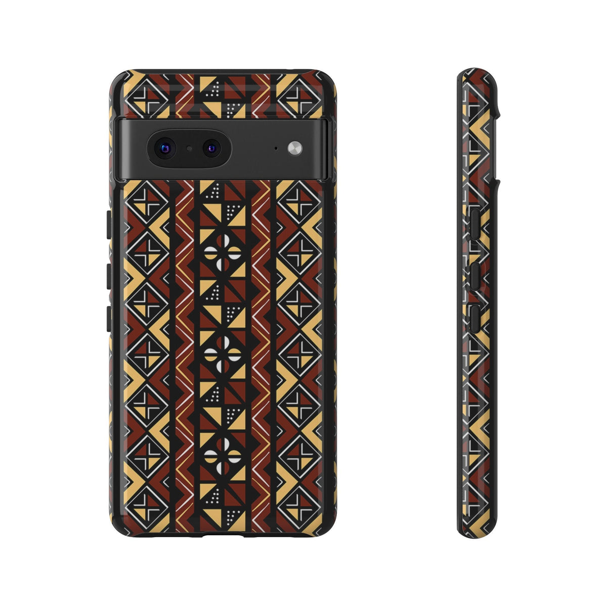 Google Pixel 7 Tough Cases Brown Black Yellow African Design Pattern