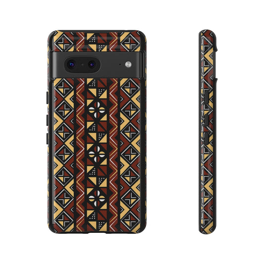 Google Pixel 7 Tough Cases Brown Black Yellow African Design Pattern