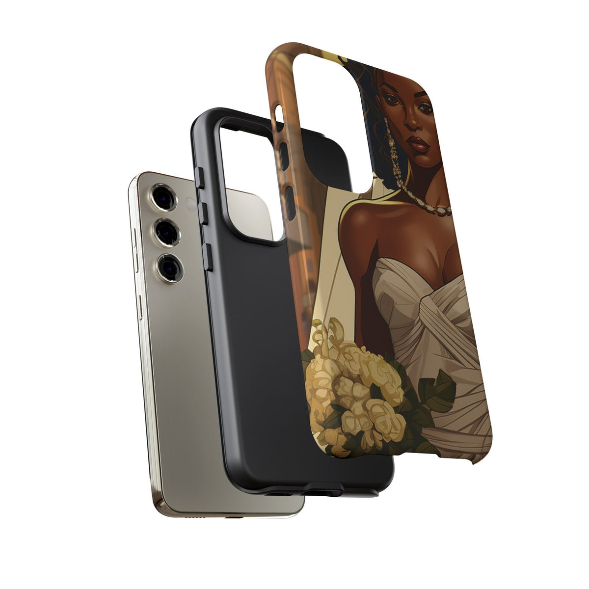 Samsung Galaxy S23 Samsung Galaxy S23 Plus Samsung Galaxy S23 Ultra Tough Case African American Bride Black bride wedding Dress Wedding Gown