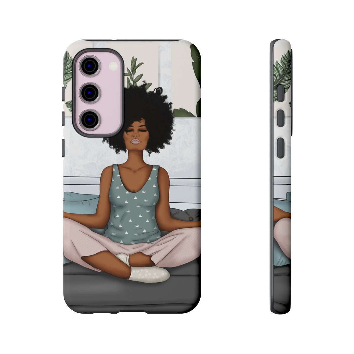 Samsung Galaxy S23 Samsung Galaxy S23 Plus Samsung Galaxy S23 Ultra Tough Cases African American Woman Black Woman Yoga Namaste Peace Joy