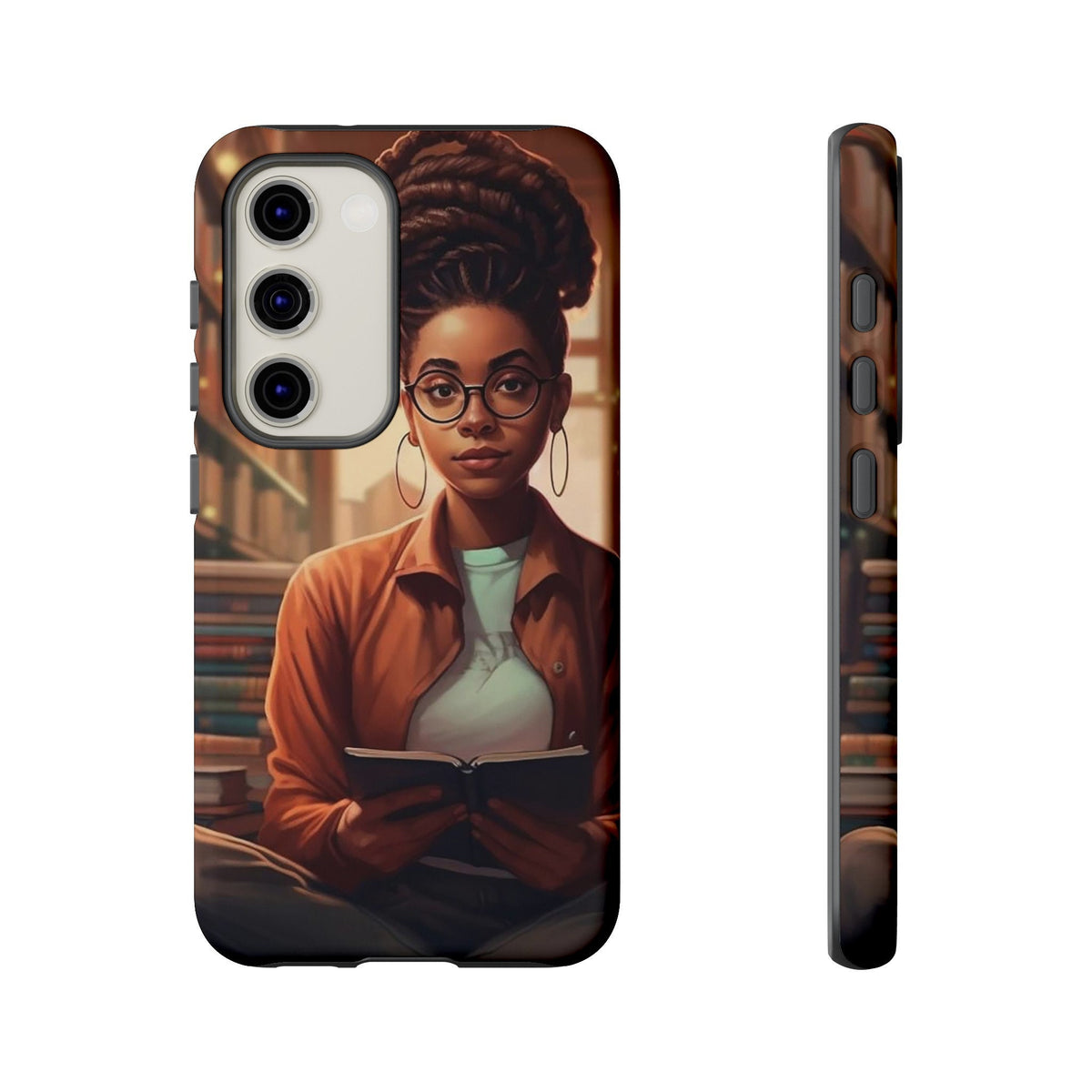 Samsung Galaxy S23 Samsung Galaxy S23 Plus Samsung Galaxy S23 Ultra Tough Cases African American Reader Woman Girl Book Dragon Power Reader
