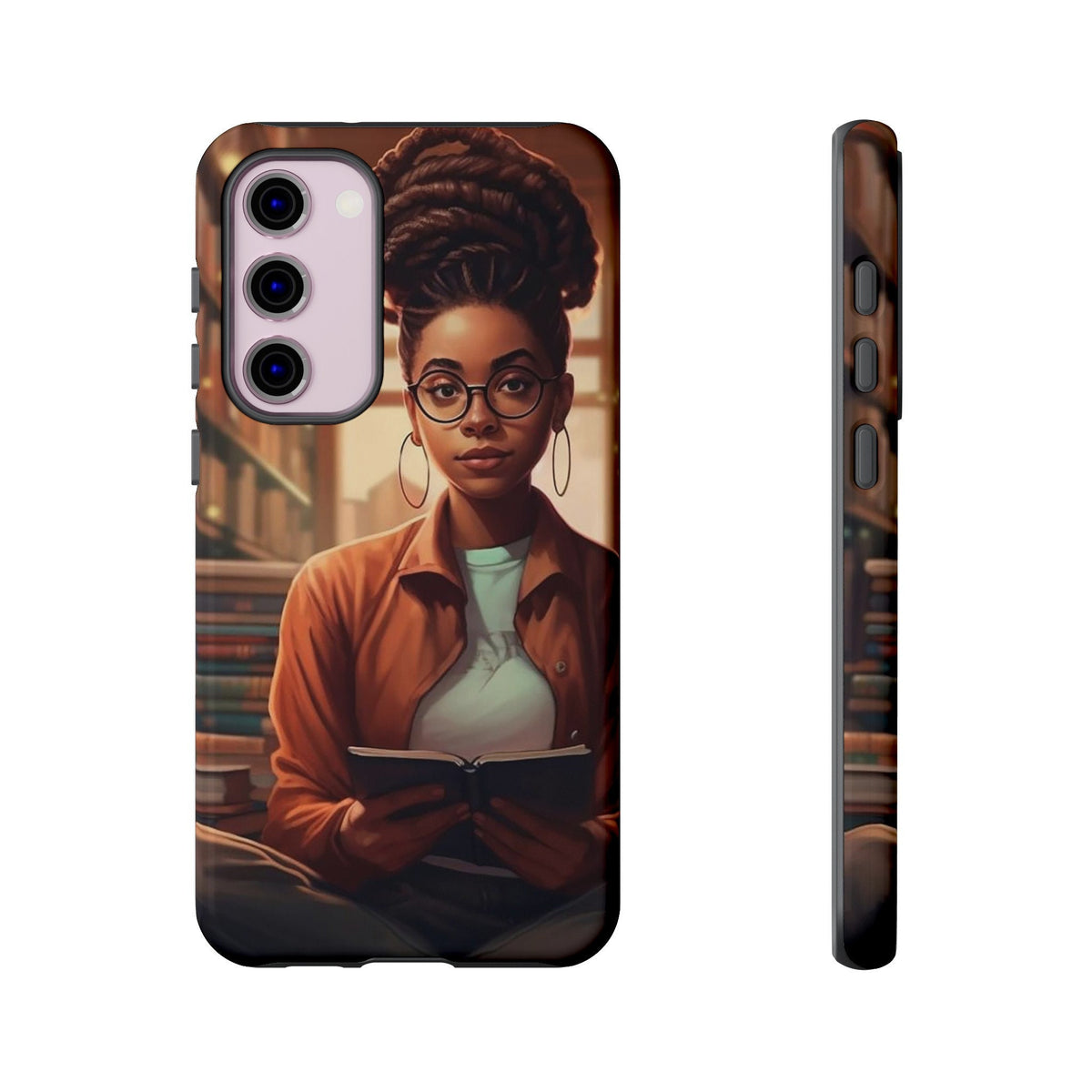 Samsung Galaxy S23 Samsung Galaxy S23 Plus Samsung Galaxy S23 Ultra Tough Cases African American Reader Woman Girl Book Dragon Power Reader