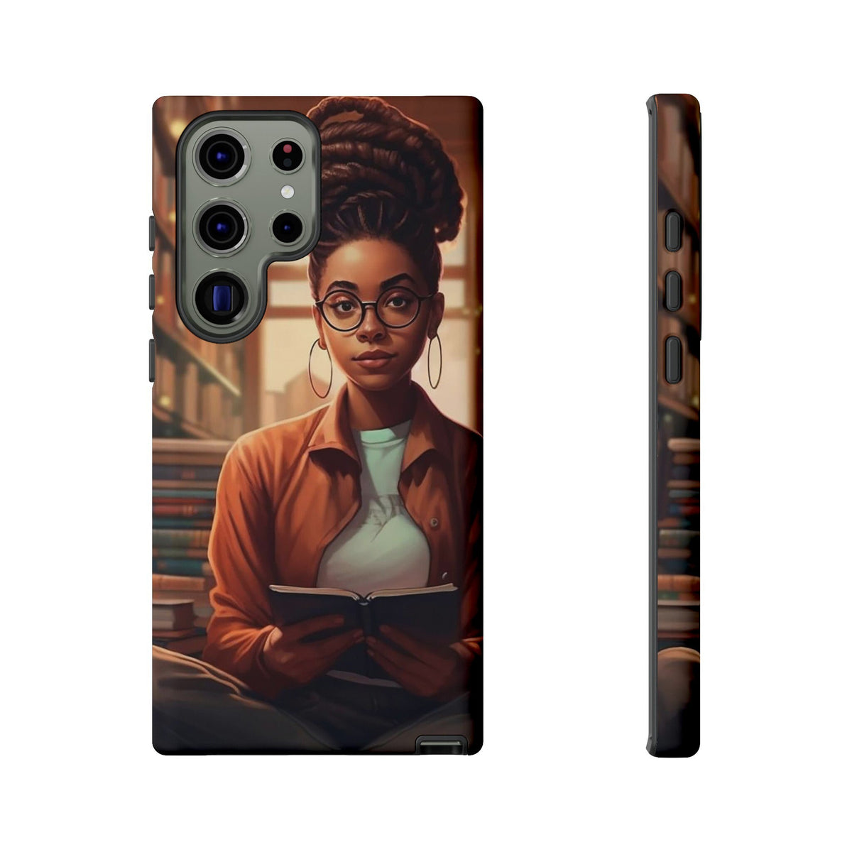 Samsung Galaxy S23 Samsung Galaxy S23 Plus Samsung Galaxy S23 Ultra Tough Cases African American Reader Woman Girl Book Dragon Power Reader