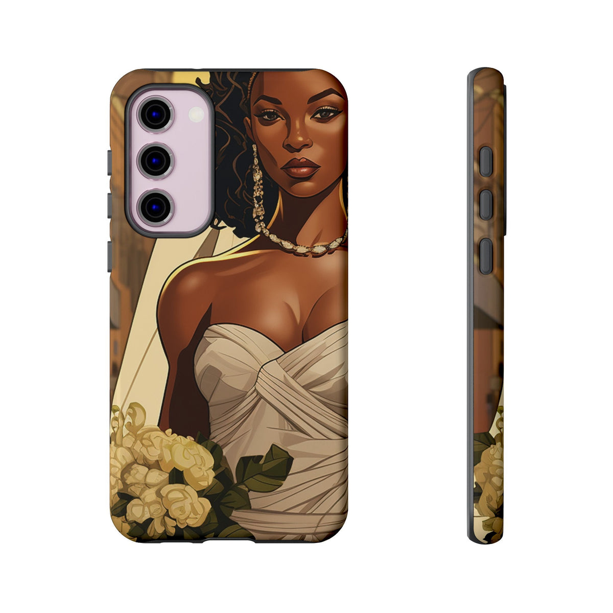 Samsung Galaxy S23 Samsung Galaxy S23 Plus Samsung Galaxy S23 Ultra Tough Case African American Bride Black bride wedding Dress Wedding Gown