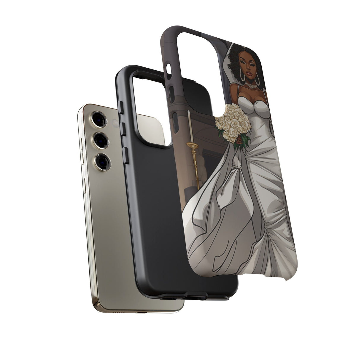 Samsung Galaxy S23 Samsung Galaxy S23 Plus Samsung Galaxy S23 Ultra Tough Case African American Bride Black bride wedding Dress Wedding Gown