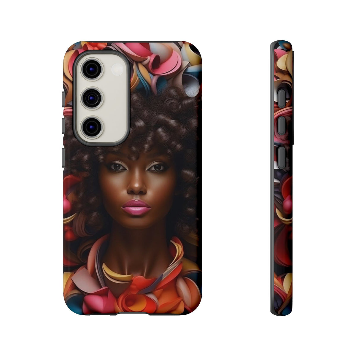 Samsung Galaxy S23 Samsung Galaxy S23 Plus Samsung Galaxy S23 Ultra Tough Case African American Woman Black Women Flowers Red Yellow Orange