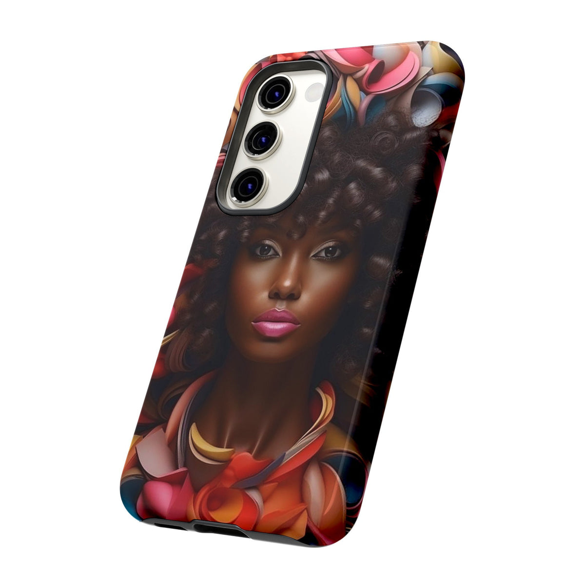 Samsung Galaxy S23 Samsung Galaxy S23 Plus Samsung Galaxy S23 Ultra Tough Case African American Woman Black Women Flowers Red Yellow Orange