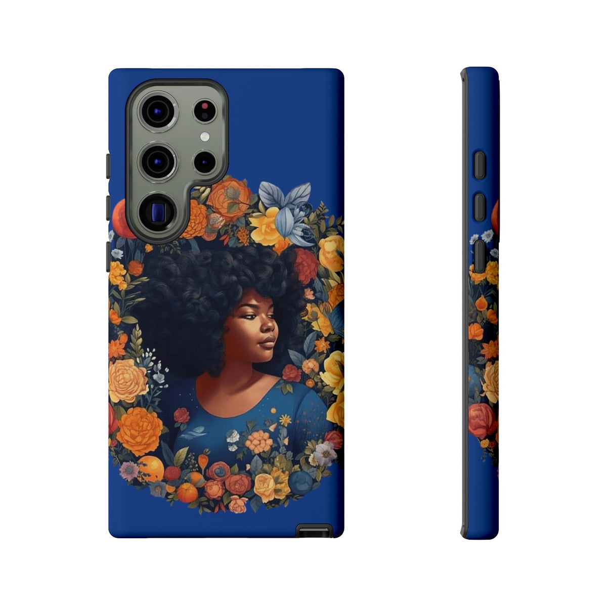 Samsung Galaxy S23 Samsung Galaxy S23 Plus Samsung Galaxy S23 Ultra Tough Case African American Black Women Flower Wreath Blue Green Orange