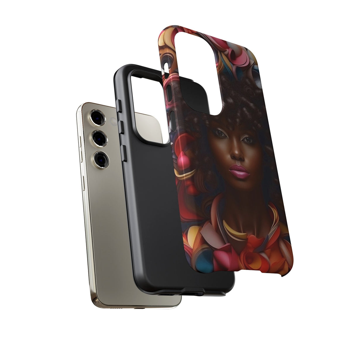 Samsung Galaxy S23 Samsung Galaxy S23 Plus Samsung Galaxy S23 Ultra Tough Case African American Woman Black Women Flowers Red Yellow Orange