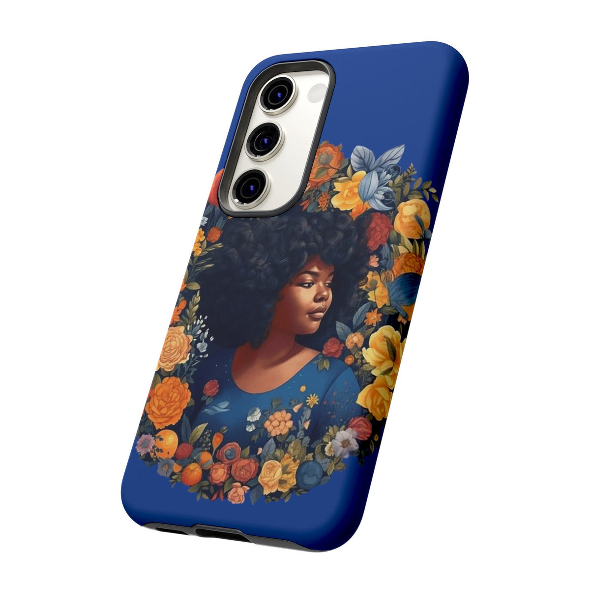 Samsung Galaxy S23 Samsung Galaxy S23 Plus Samsung Galaxy S23 Ultra Tough Case African American Black Women Flower Wreath Blue Green Orange