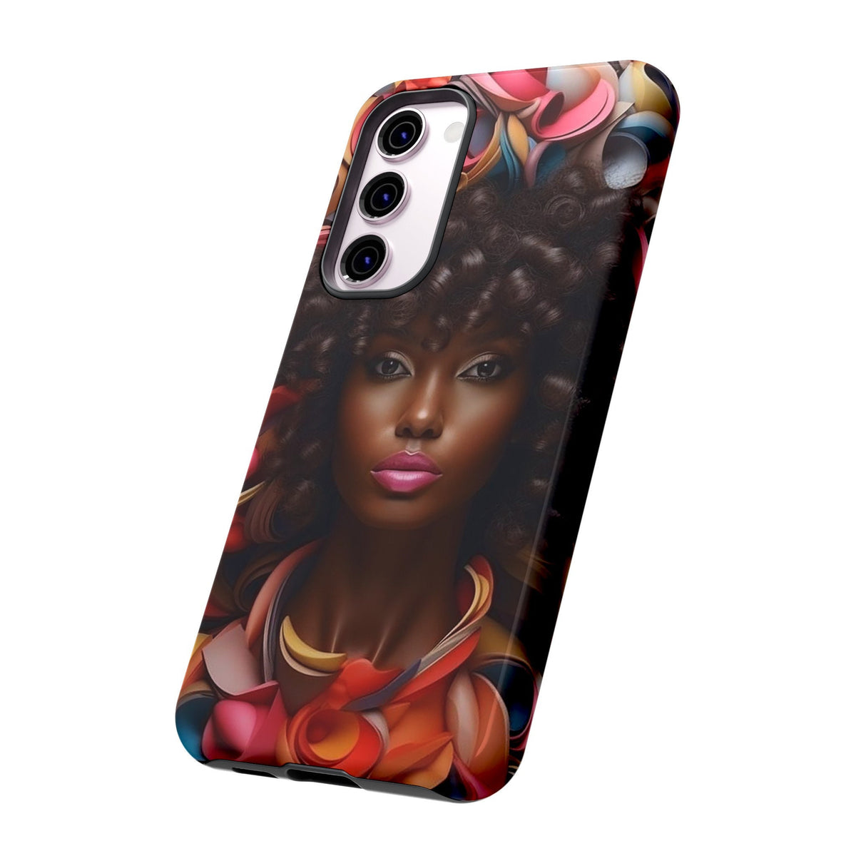 Samsung Galaxy S23 Samsung Galaxy S23 Plus Samsung Galaxy S23 Ultra Tough Case African American Woman Black Women Flowers Red Yellow Orange