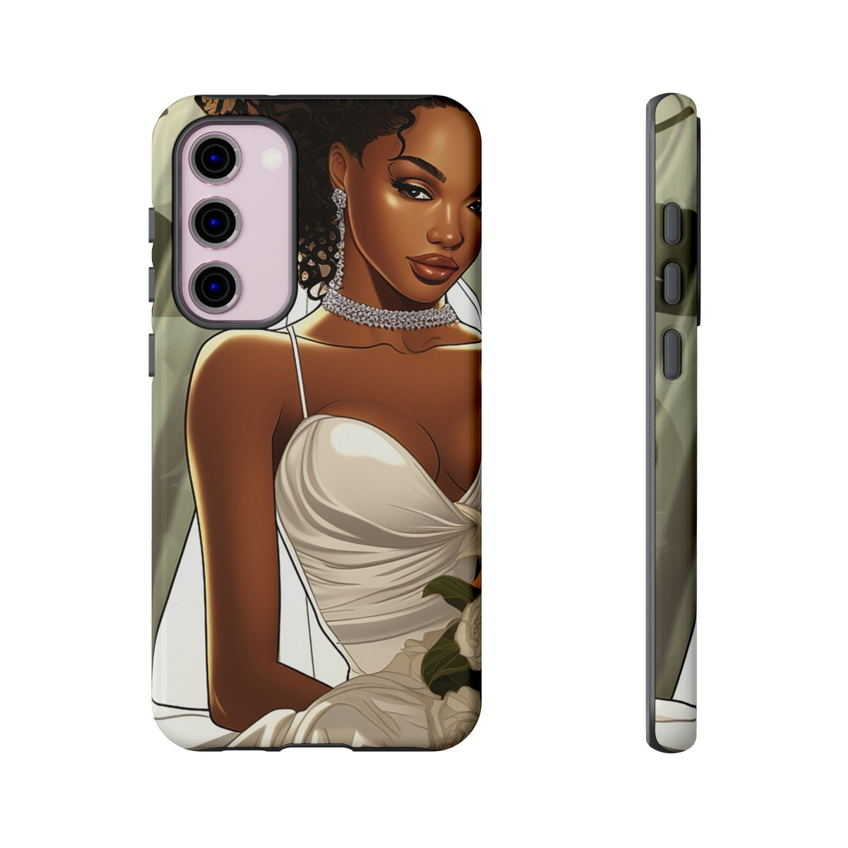 Samsung Galaxy S23 Samsung Galaxy S23 Plus Samsung Galaxy S23 Ultra Tough Case African American Bride Black bride wedding Dress Wedding Gown