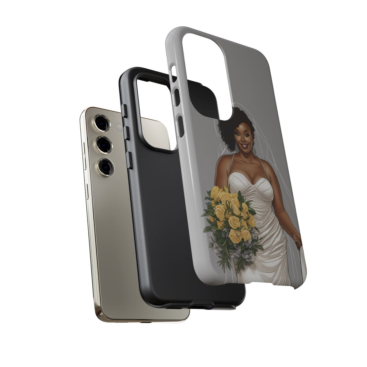 Samsung Galaxy S23 Samsung Galaxy S23 Plus Samsung Galaxy S23 Ultra Tough Case African American Bride Black bride wedding Dress Wedding Gown