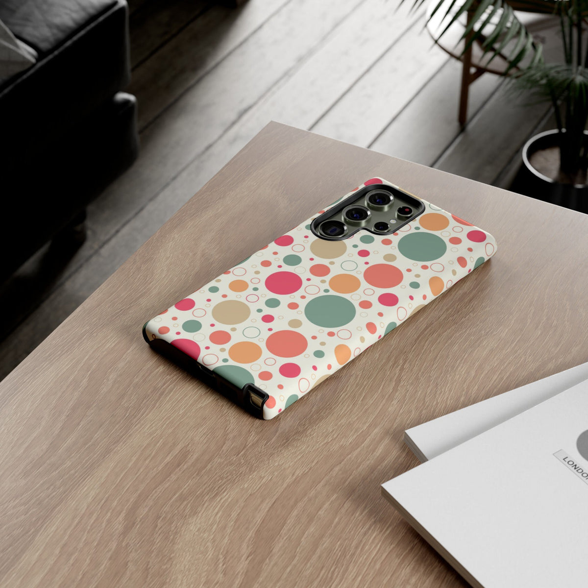 Samsung Galaxy S23 Samsung Galaxy S23 Plus Samsung Galaxy S23 Ultra Tough Cases Bubbles Coral Green Yellow Circles Round Colors