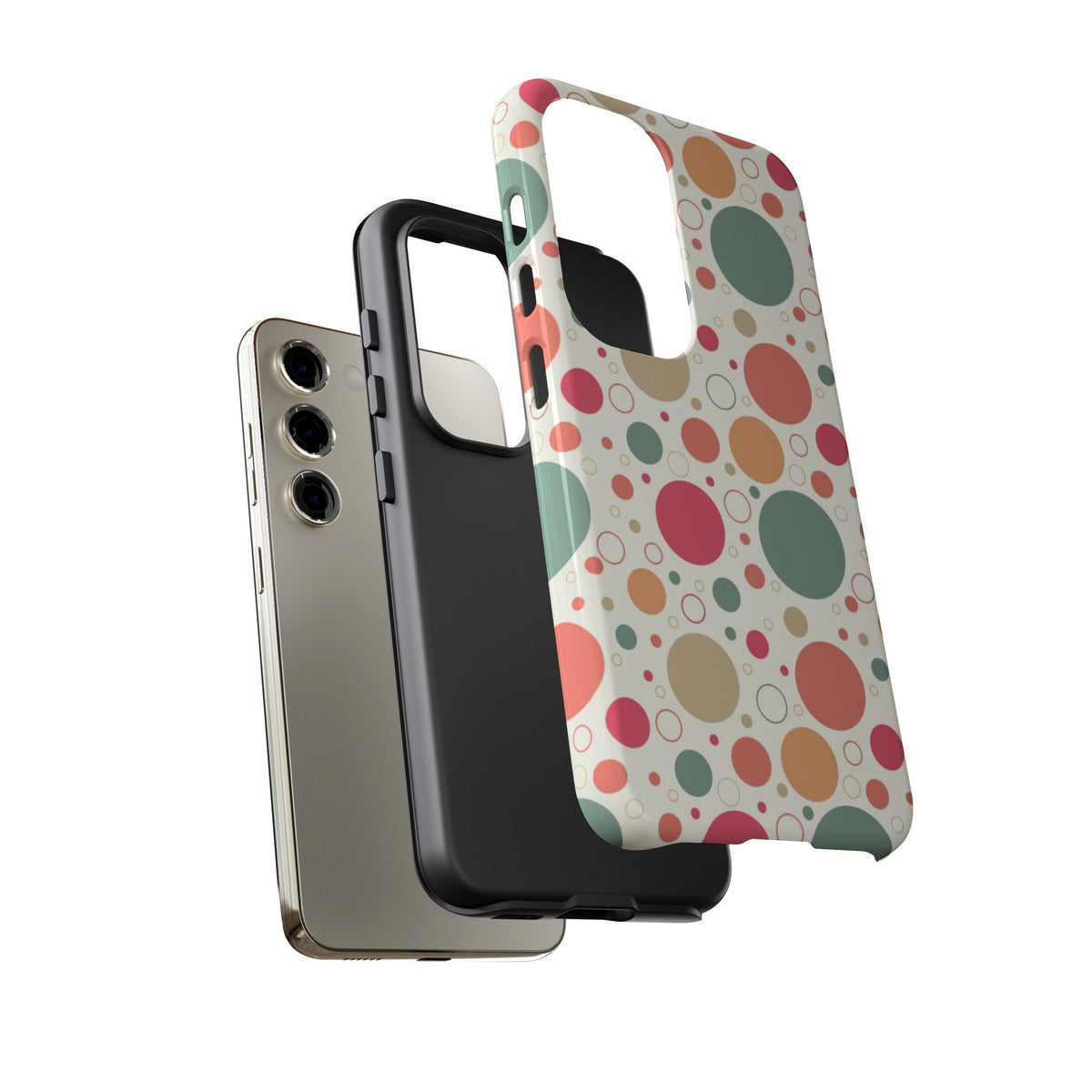 Samsung Galaxy S23 Samsung Galaxy S23 Plus Samsung Galaxy S23 Ultra Tough Cases Bubbles Coral Green Yellow Circles Round Colors