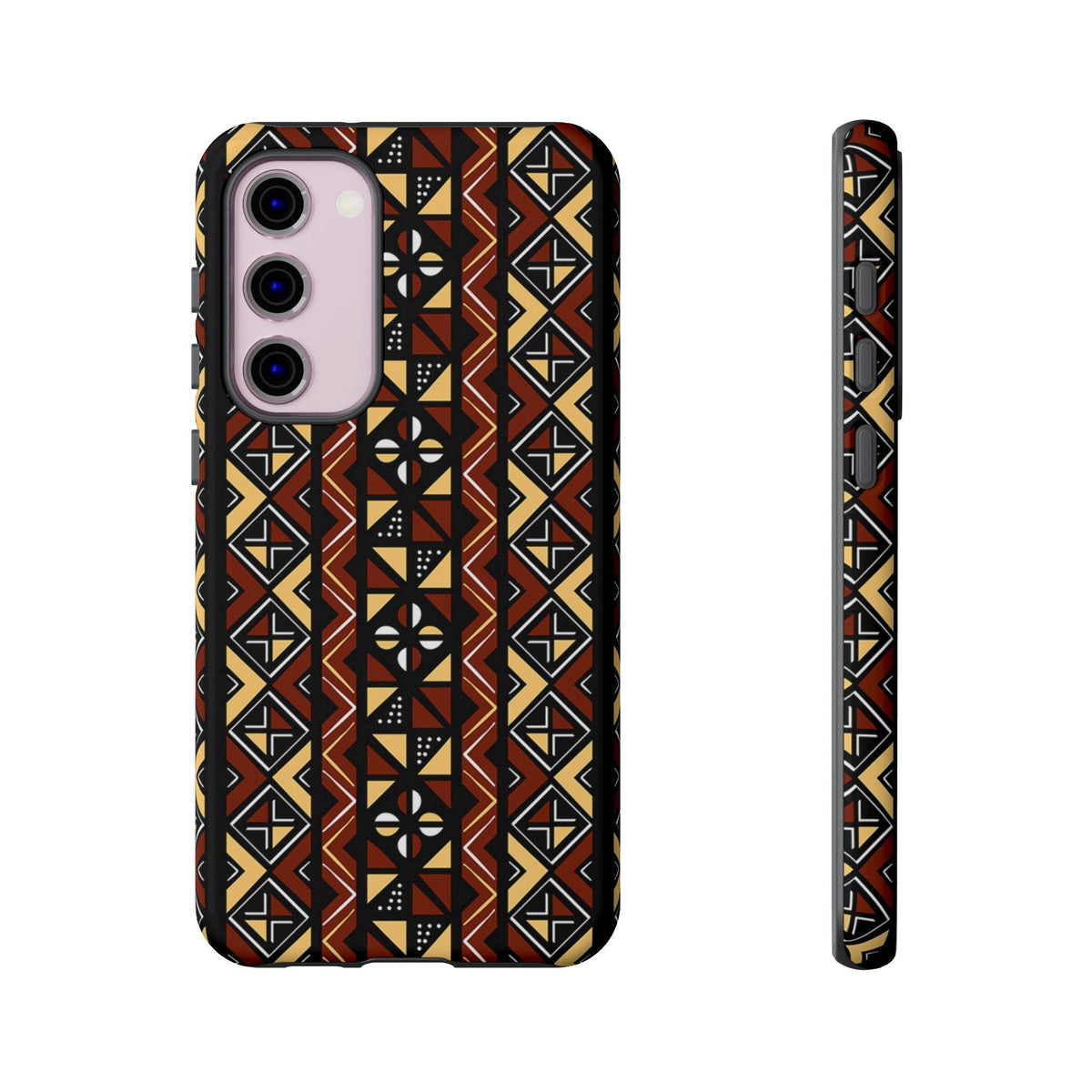 Samsung Galaxy S23 Samsung Galaxy S23 Plus Samsung Galaxy S23 Ultra Tough Cases Brown Black Yellow African Design Pattern