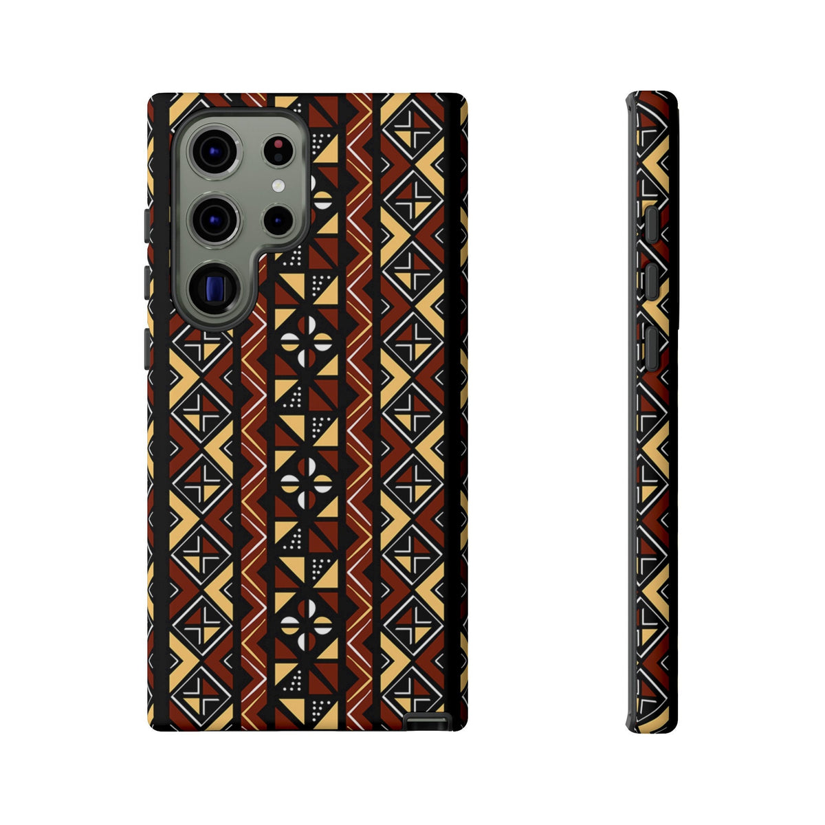 Samsung Galaxy S23 Samsung Galaxy S23 Plus Samsung Galaxy S23 Ultra Tough Cases Brown Black Yellow African Design Pattern