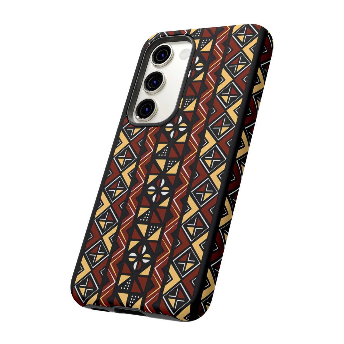 Samsung Galaxy S23 Samsung Galaxy S23 Plus Samsung Galaxy S23 Ultra Tough Cases Brown Black Yellow African Design Pattern