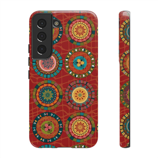 Samsung Galaxy S22 Samsung Galaxy S22 Plus Samsung Galaxy S22 Ultra Tough Cases Blue Coral Green Yellow Circles Round Colors