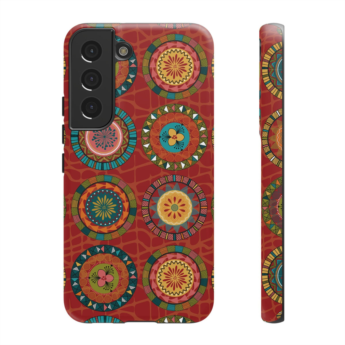 Samsung Galaxy S22 Samsung Galaxy S22 Plus Samsung Galaxy S22 Ultra Tough Cases Blue Coral Green Yellow Circles Round Colors