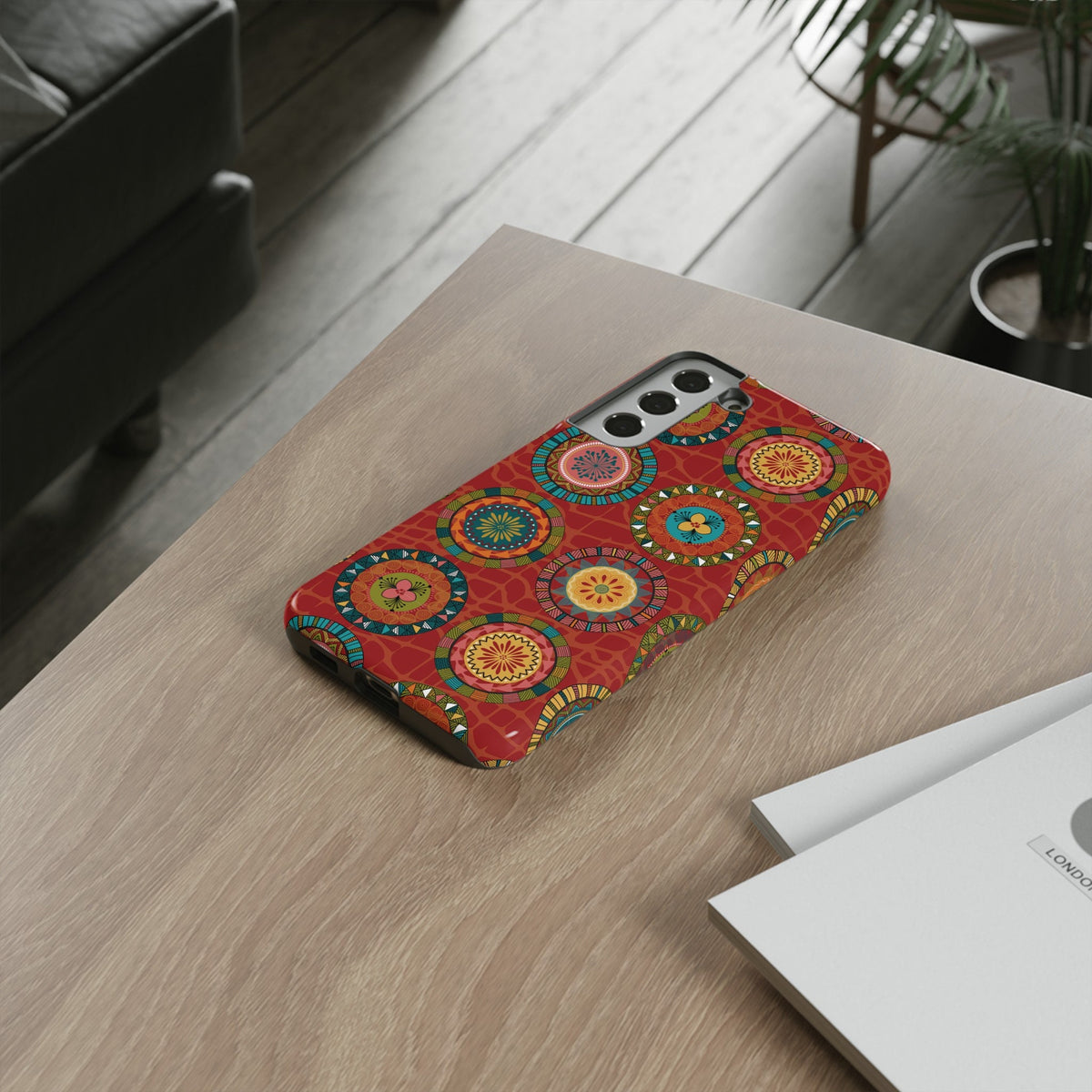 Samsung Galaxy S22 Samsung Galaxy S22 Plus Samsung Galaxy S22 Ultra Tough Cases Blue Coral Green Yellow Circles Round Colors