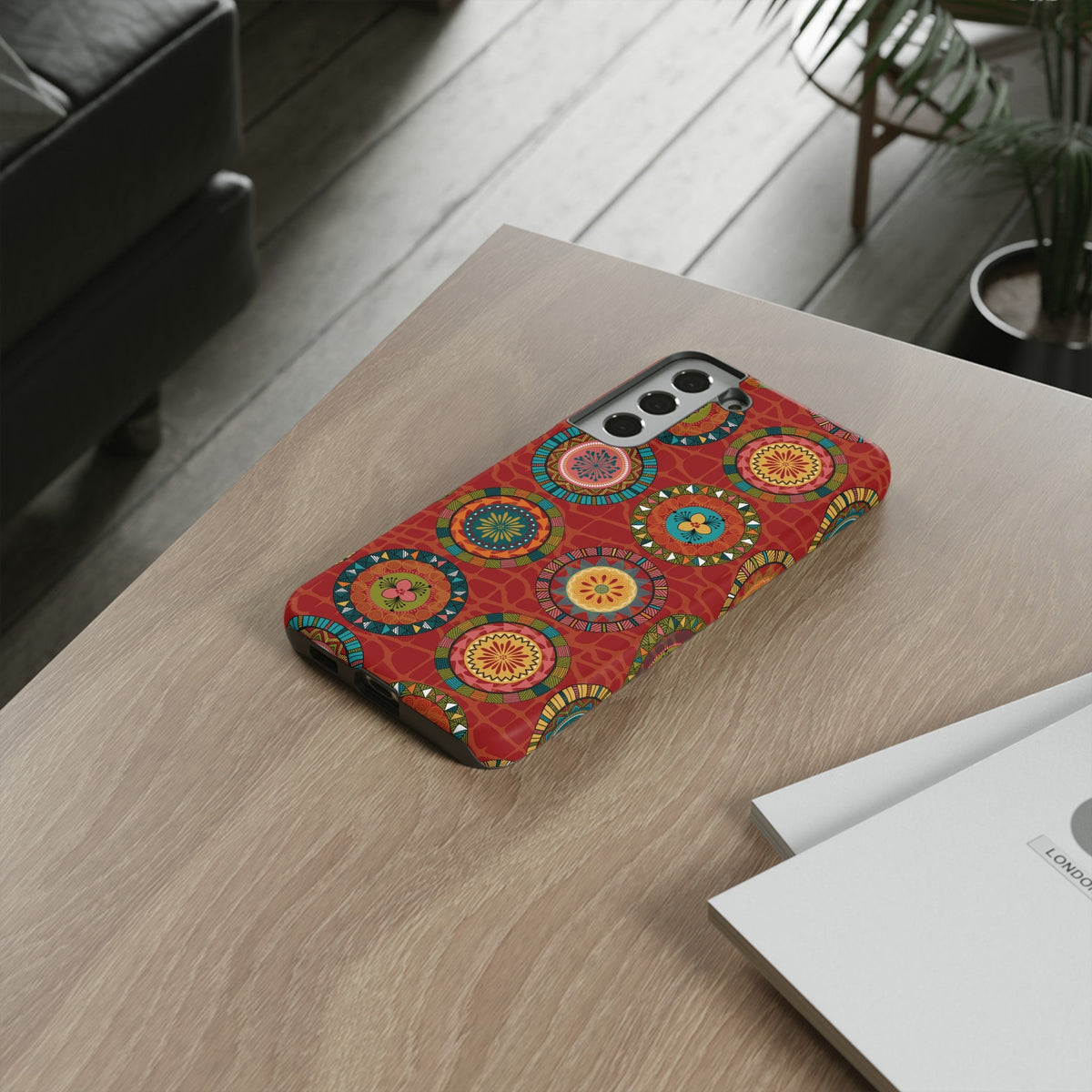 Samsung Galaxy S22 Samsung Galaxy S22 Plus Samsung Galaxy S22 Ultra Tough Cases Blue Coral Green Yellow Circles Round Colors