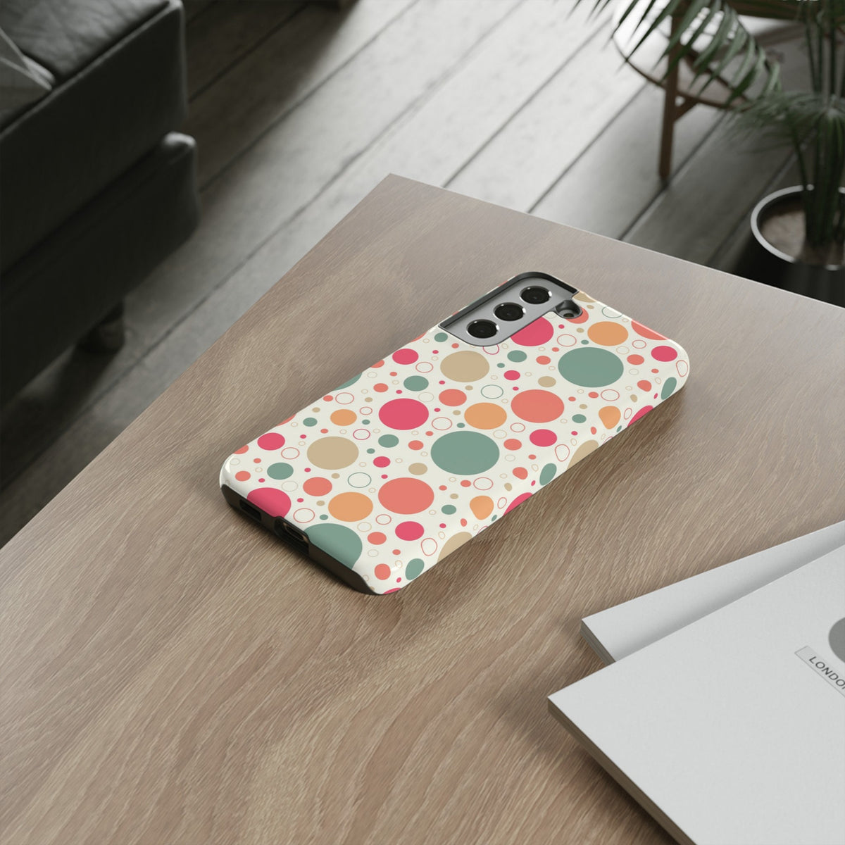 Samsung Galaxy S22 Samsung Galaxy S22 Plus Samsung Galaxy S22 Ultra Tough Cases Bubbles Coral Green Yellow Circles Round Colors