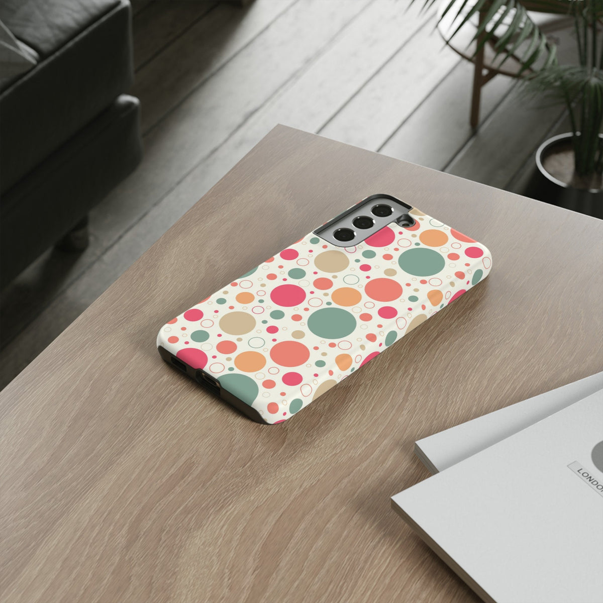 Samsung Galaxy S22 Samsung Galaxy S22 Plus Samsung Galaxy S22 Ultra Tough Cases Bubbles Coral Green Yellow Circles Round Colors