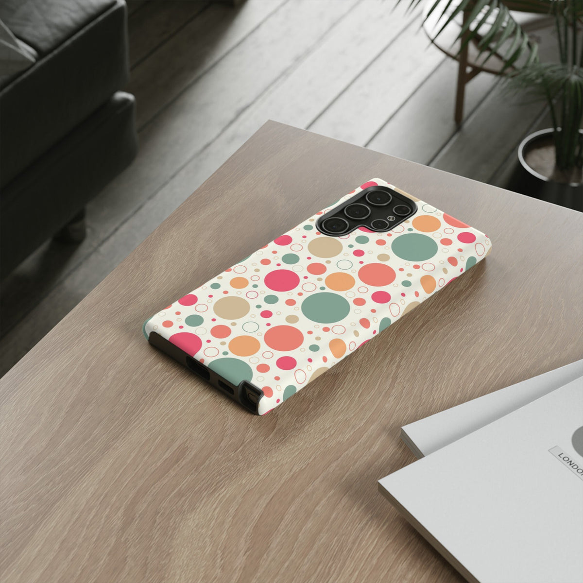 Samsung Galaxy S22 Samsung Galaxy S22 Plus Samsung Galaxy S22 Ultra Tough Cases Bubbles Coral Green Yellow Circles Round Colors