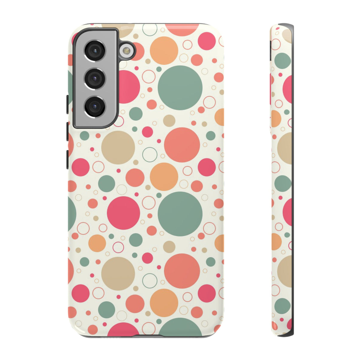 Samsung Galaxy S22 Samsung Galaxy S22 Plus Samsung Galaxy S22 Ultra Tough Cases Bubbles Coral Green Yellow Circles Round Colors