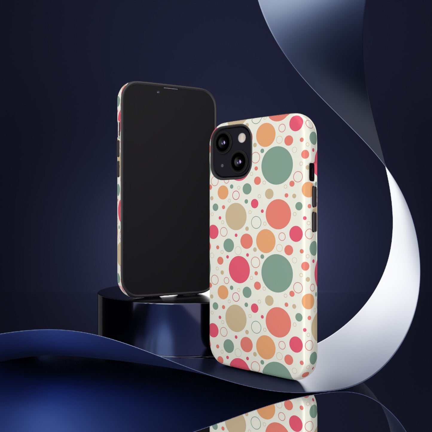 iPhone 13, iPhone 13 Pro, iPhone 13 Mini, iPhone 13 Pro Max Tough Cases Bubbles Coral Green Yellow Circles Round Colors