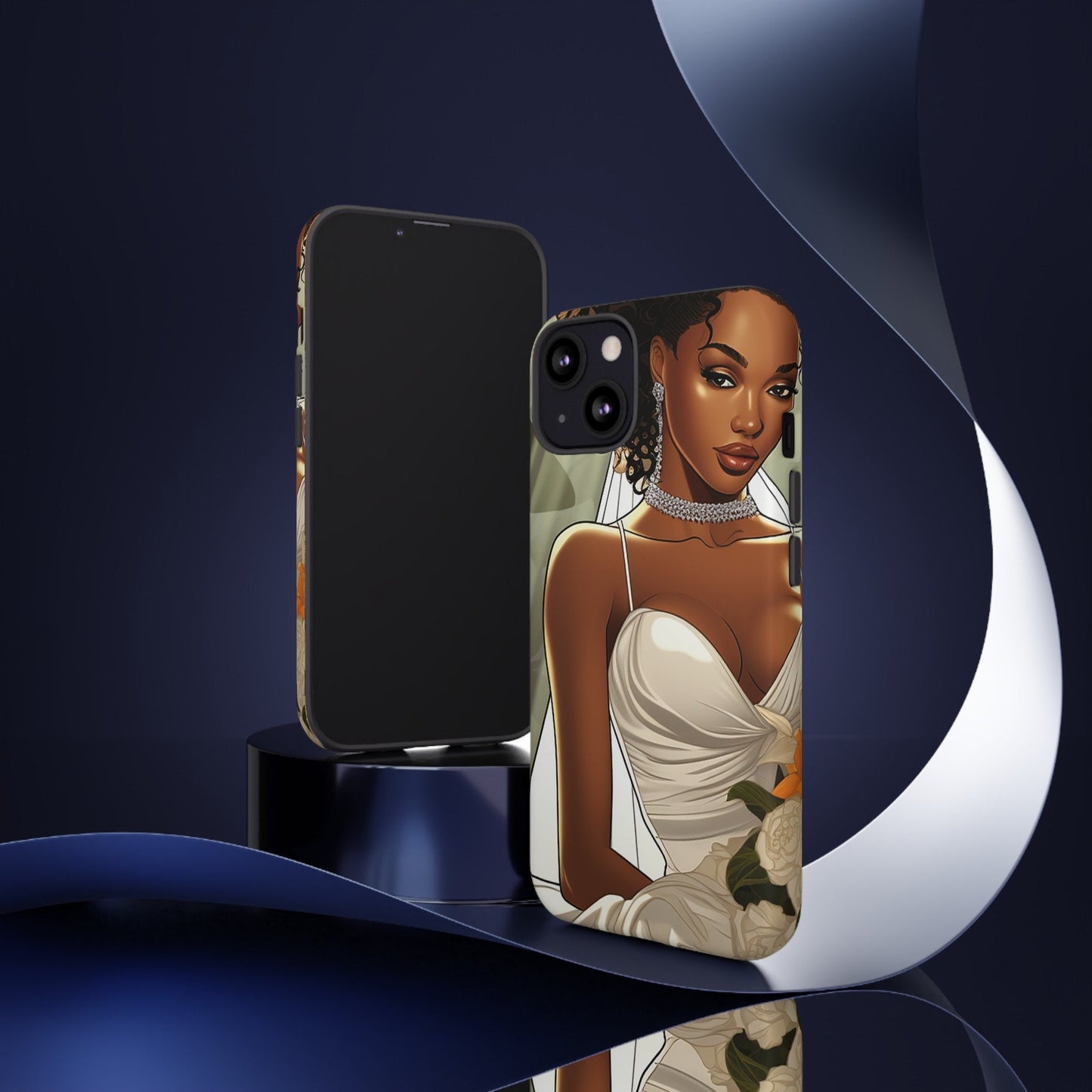 iPhone 13, iPhone 13 Pro, iPhone 13 Mini, iPhone 13 Pro Max Tough Cases African American Bride Black bride wedding Dress Wedding Gown