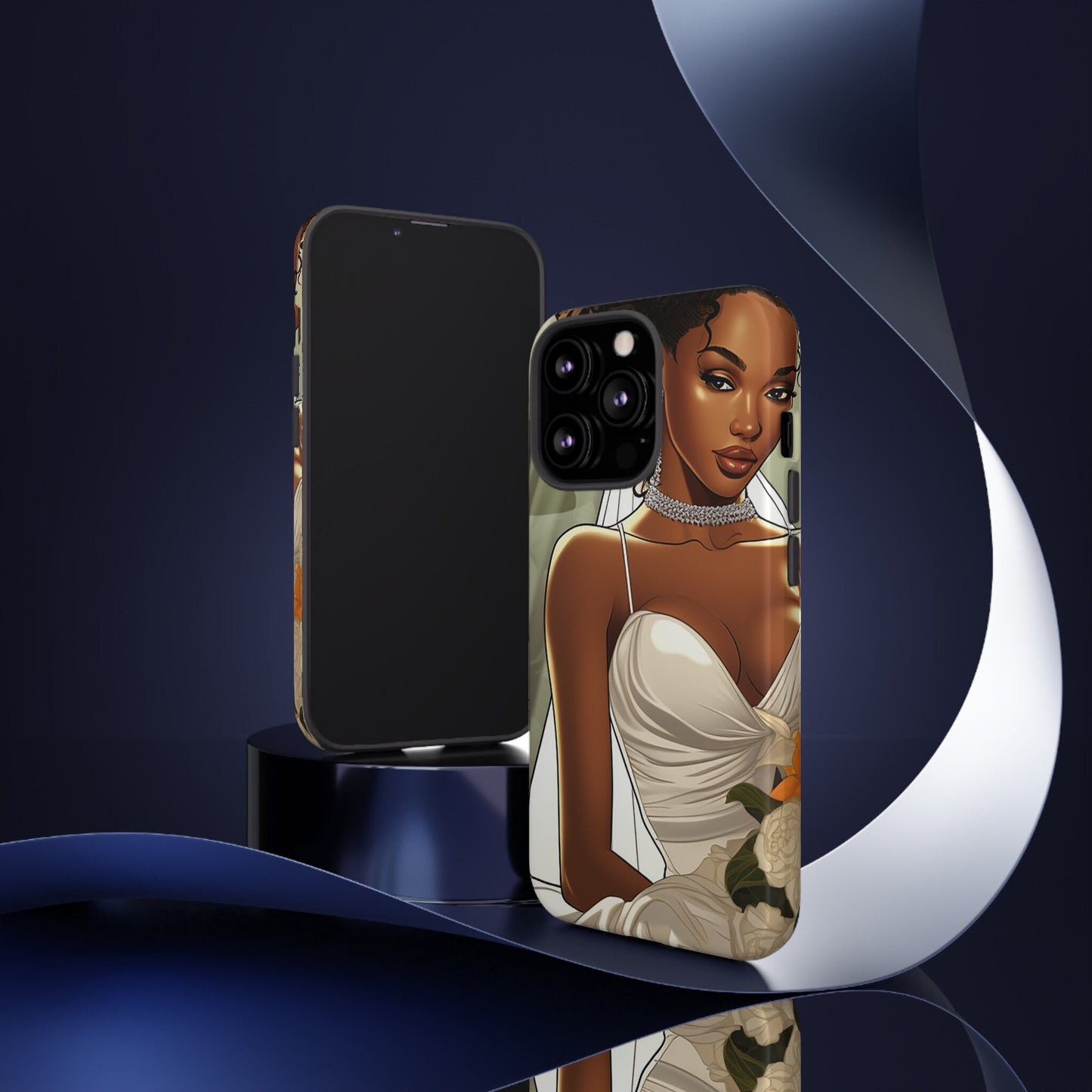 iPhone 13, iPhone 13 Pro, iPhone 13 Mini, iPhone 13 Pro Max Tough Cases African American Bride Black bride wedding Dress Wedding Gown