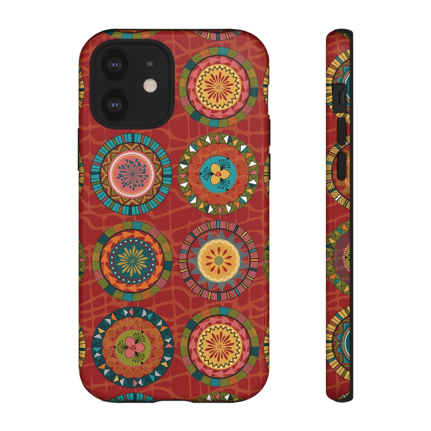 iPhone 12, iPhone 12 Pro, iPhone 12 Mini, iPhone 12 Pro Max Tough Cases Blue Coral Green Yellow Circles Round Colors