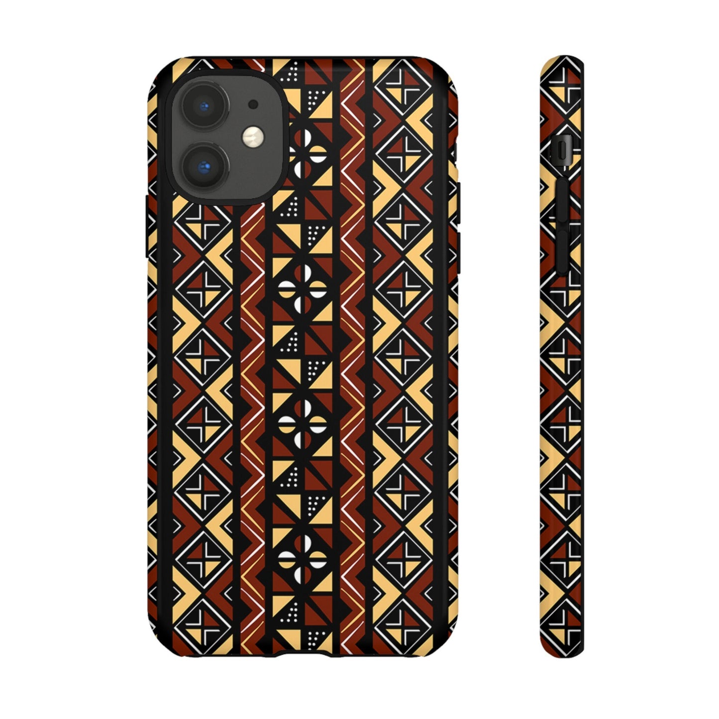 iPhone 11,  iPhone 11 Pro, iPhone 11 Tough Cases Brown Black Yellow African Design Pattern
